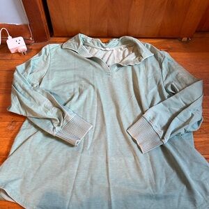 Jane + Delancey 2XL Teal 3/4 sleeve collared crew neck
